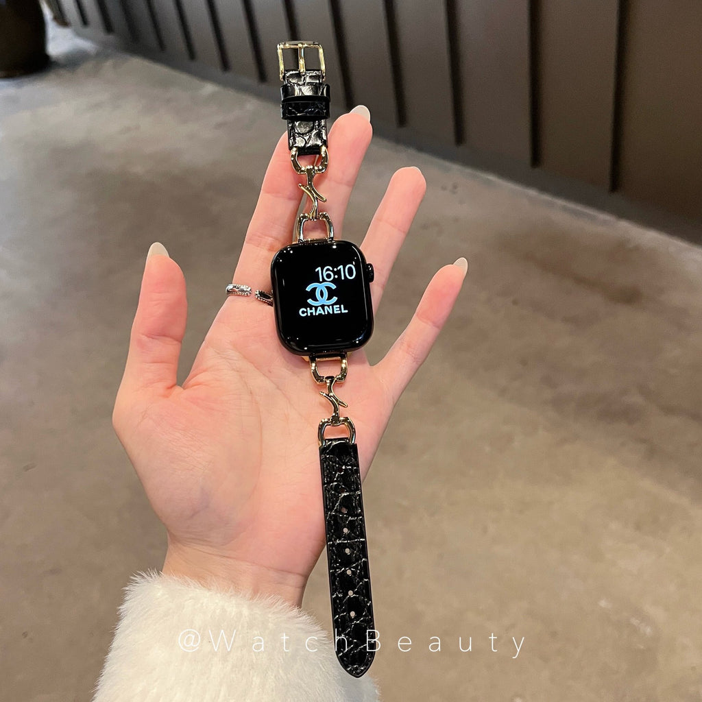 Bracelet de montre en cuir en forme de crocodile