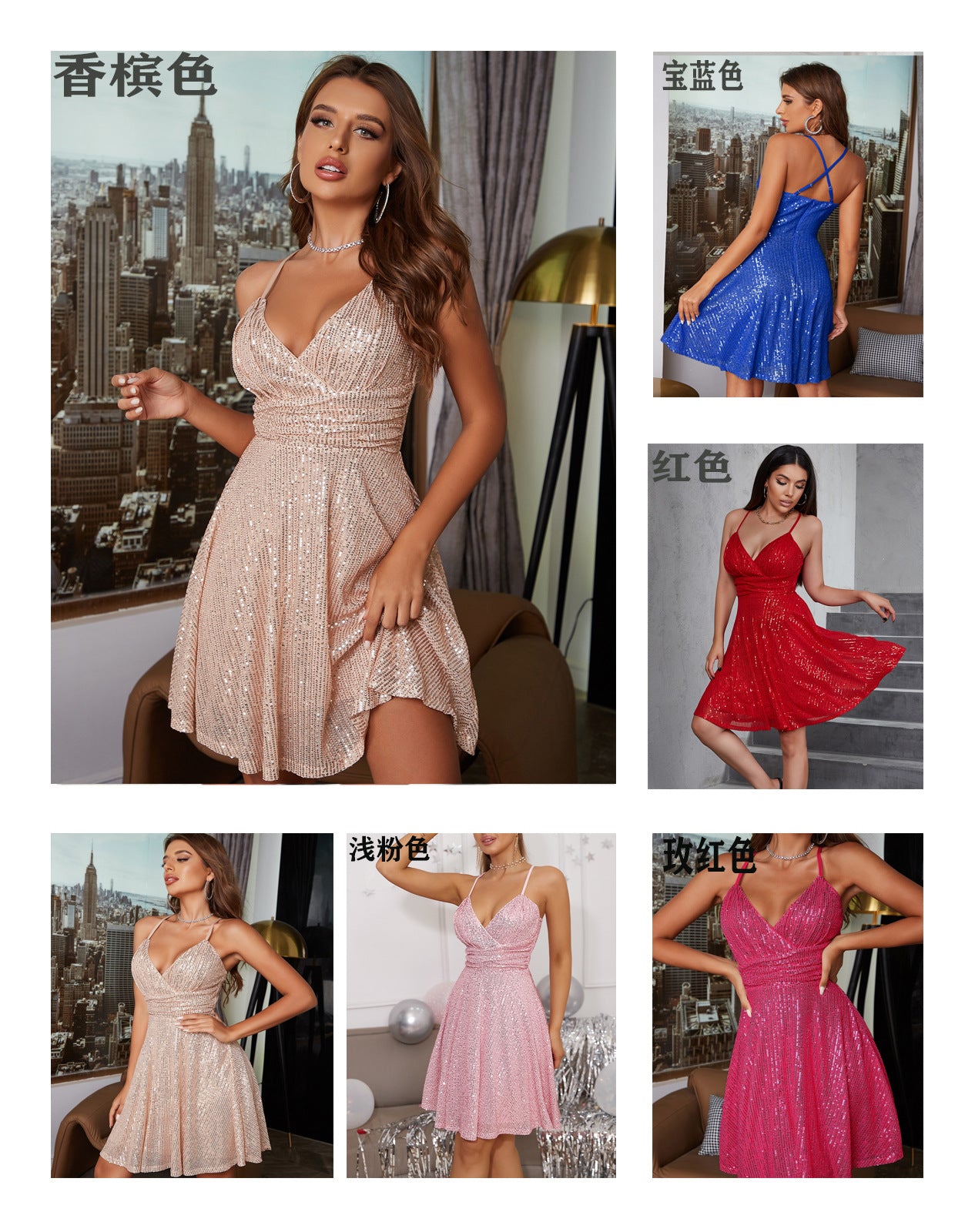L'automne et l'hiver les femmes sexy magnifique robe pailletée plissée cross strap vacances Style