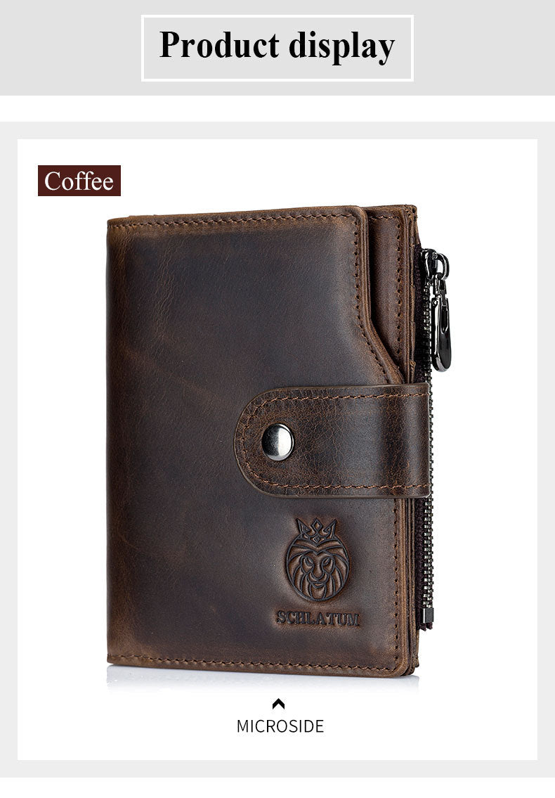 Premier calque Cowhide RFID Antivol cuir pivotant européen et américain retro hommes