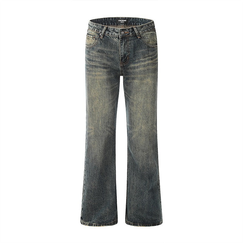 Hommes American Style Retro Lavés Distrait Droit Jeans Jambes