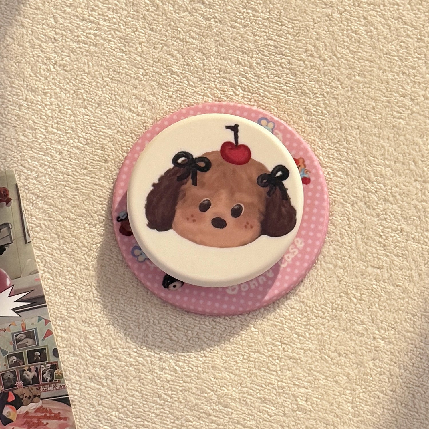 Peinture à l'huile Puppy Cartoon Compatible avec MagSafe Porte magnétique