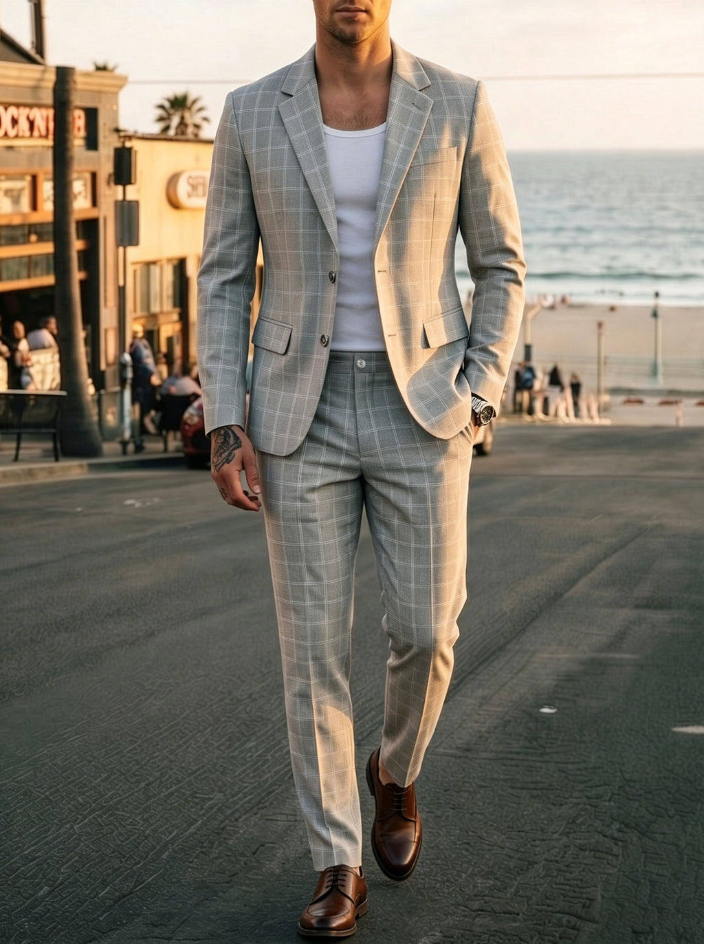 Ensemble de costumes d'affaires légers pour hommes Plaid