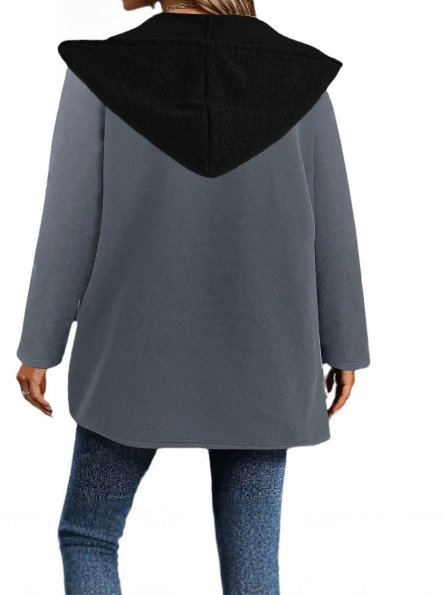 Automne Veste Femme Sweatshirt Hiver Femmes Casual Mode Pointage Couleur contrastée