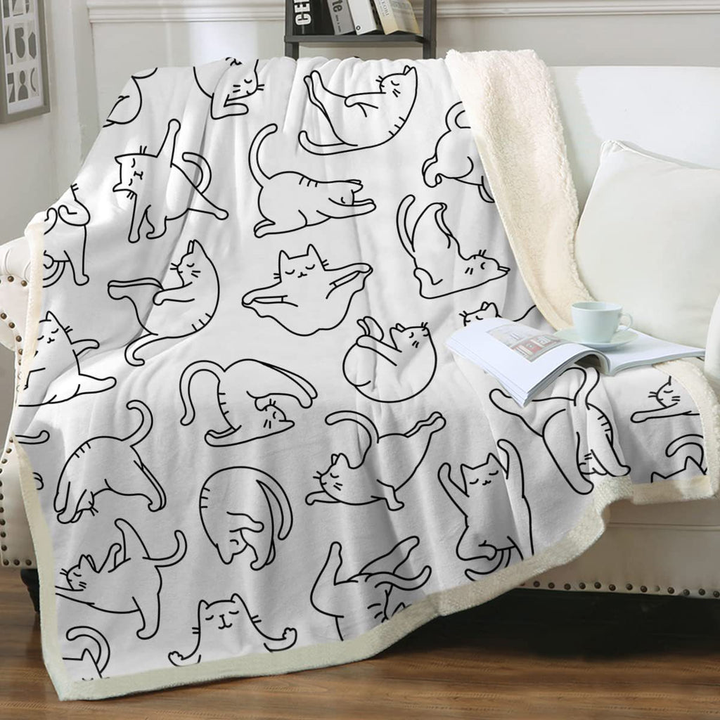 Cat Sherpa Blanket Animal Pattern Printing Enfants double couche
