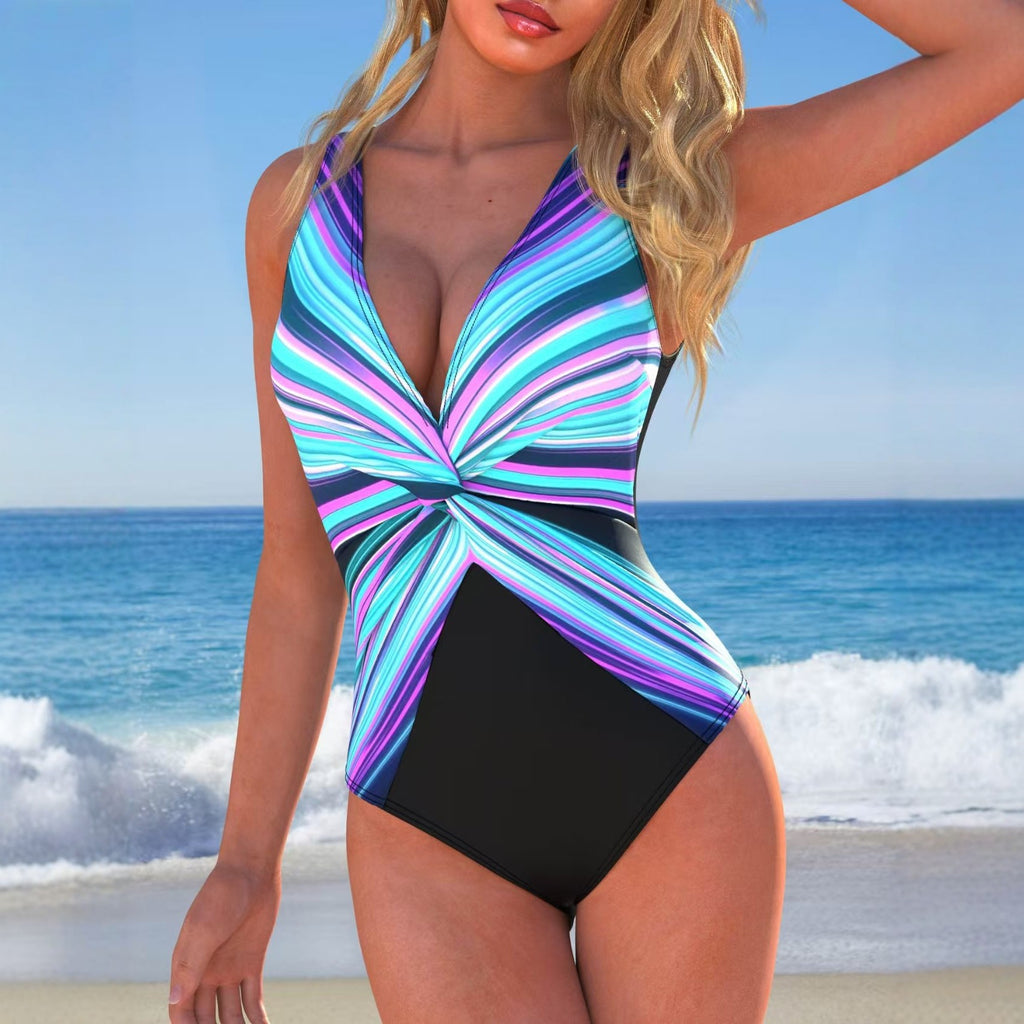 Maillot de bain d'une seule pièce de style féminin avec design de couverture tummy