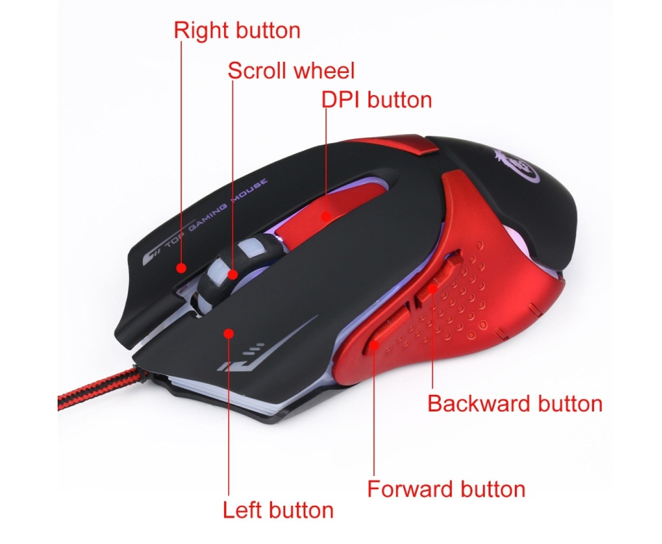 HXSJ A903 Souris optique de jeu à 6 clés 3200 DPI