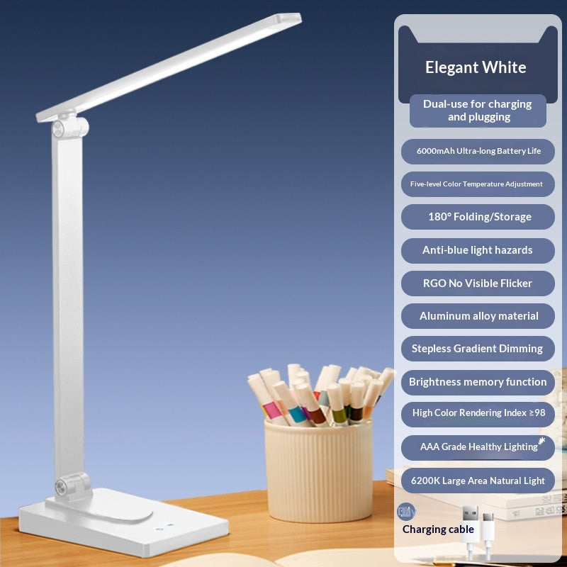 Plug-in en alliage d'aluminium et lampe de bureau rechargeable ultra-longue batterie
