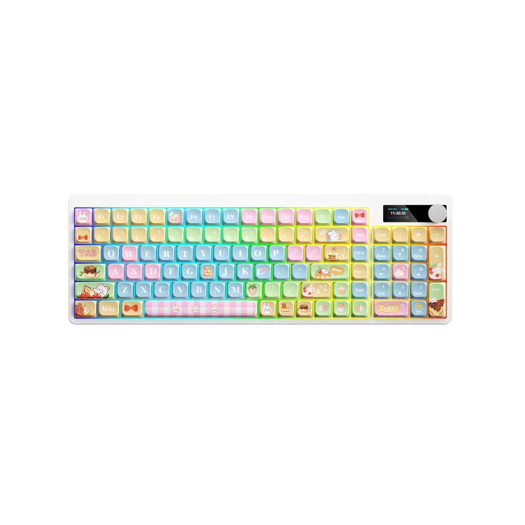 Clavier mécanique Black Iron Cow Full Key No Punching RGB Backlight à trois modes Cinq faces