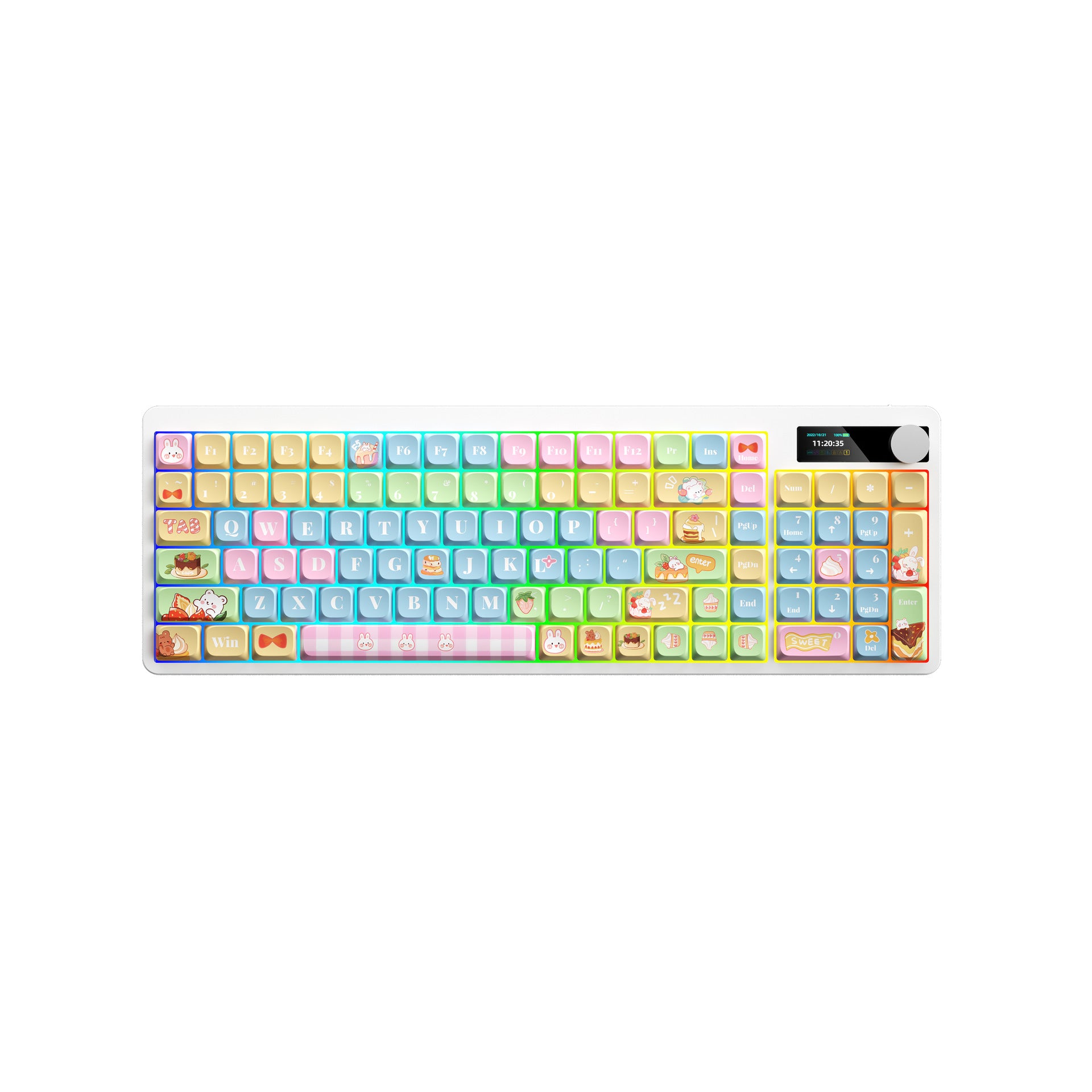 Clavier mécanique Black Iron Cow Full Key No Punching RGB Backlight à trois modes Cinq faces