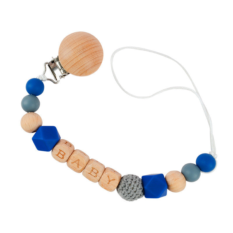 Pacificateur de hêtre Clip Silicone Octagonal Perles Laine Crochet Pacifier Clip