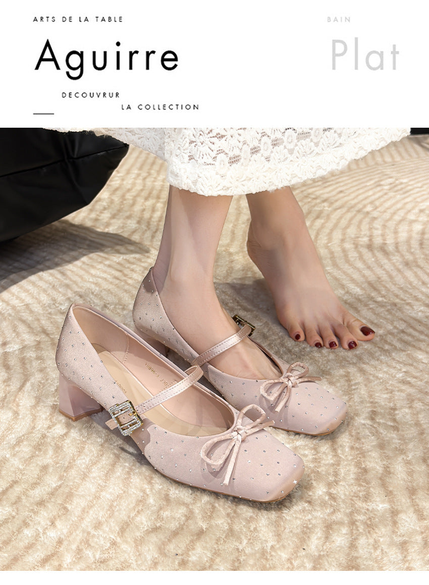 Fée Style Strass Square Toe Appartements Femmes
