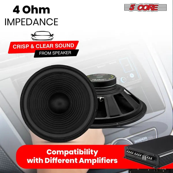 5 Core 15 pouces Subwoofer 450 Watt Auto Audio Sub Woofer 4 Ohm Paire W Deep Bass Remplacement