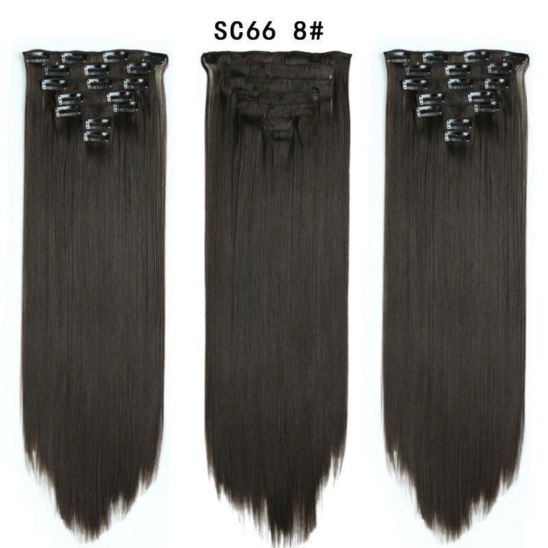 16 Carte Sept-pièces Coiffure Perruque Beauté Chimique Perruque Ensemble de Perruque Cheveux Extension
