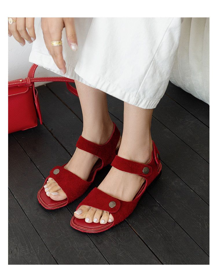 Sandales pour femmes Retro Square Toe Slide