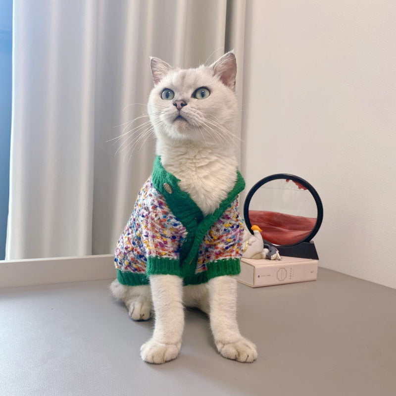 Chandail de cardigan de chien couleur-bloc