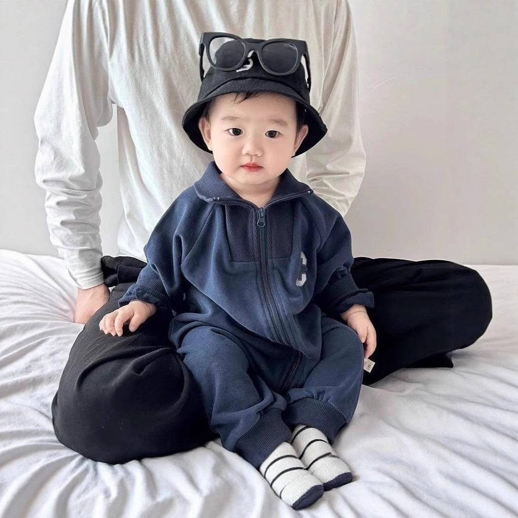 Style coréen Zippered C-Label à manches longues Onesie pour bébés