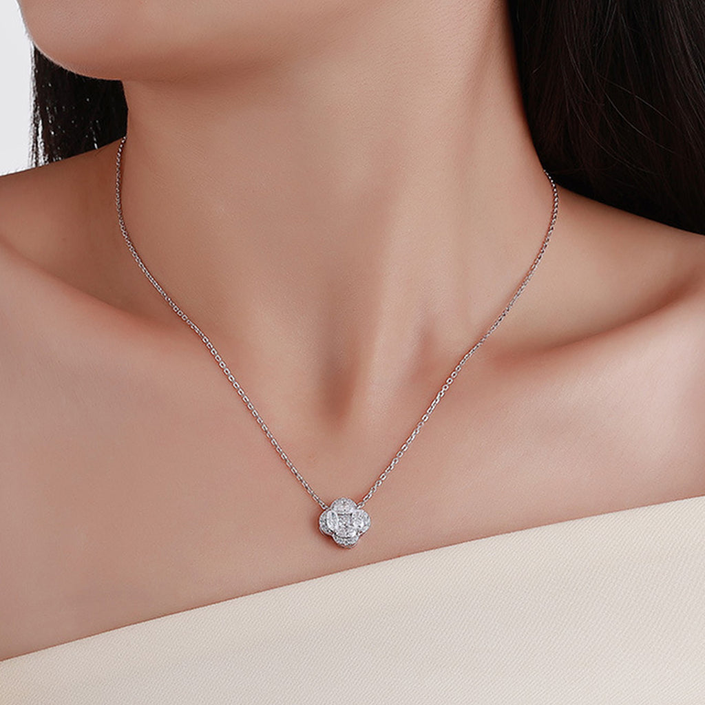S925 Collier de trèfle en argent sterling Marquise Moissanite 45cm D Couleur VVS1 GRA certifié S