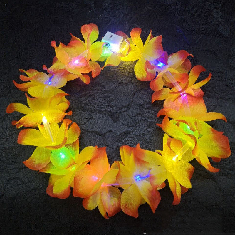 Handmade Polyester Luminous Hawaiian Style Colorful Garland