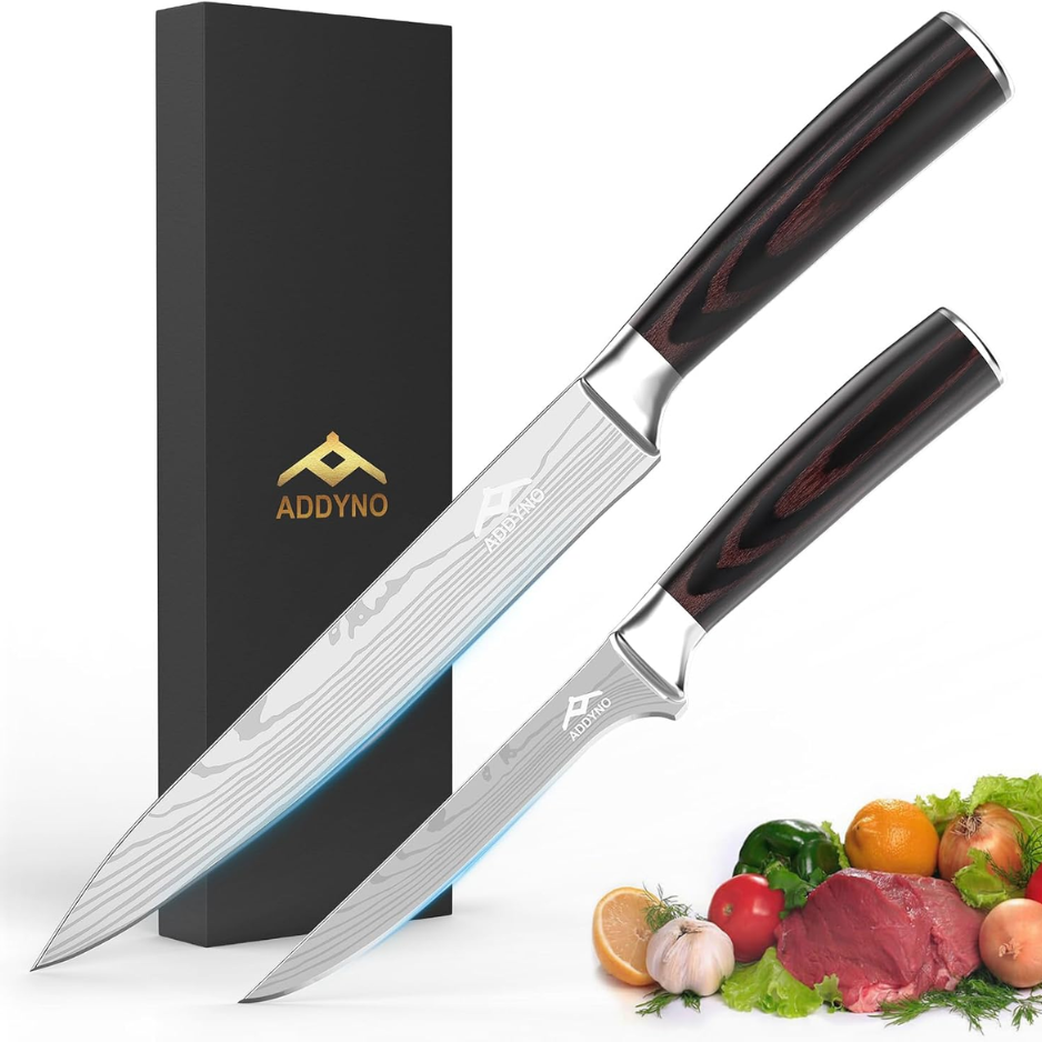 Couteau en acier inoxydable à haute teneur en carbone japonais 2 pièces 8 Chef & 4 Couteaux Paring avec Ergon