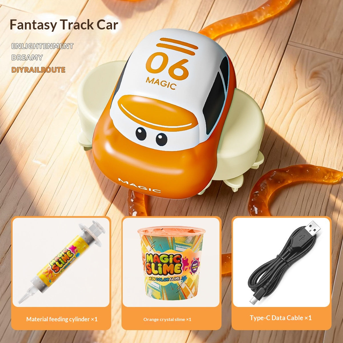 Schleich Educational DIY Free-Drawing Crystal Slime Dreamy Track Car Toy