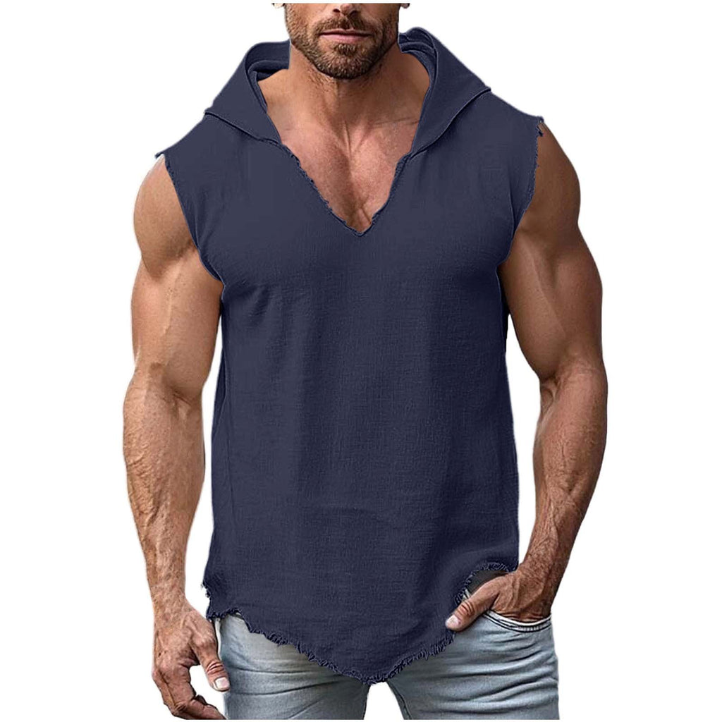 Homme Sporty Casual Solid-Color Sans manches Fashionnable Haut à capuche léger