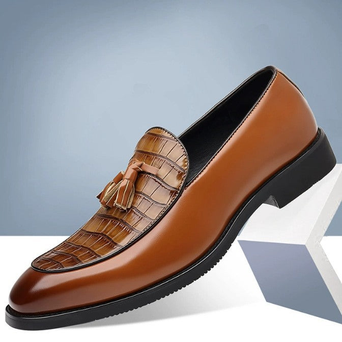 Hommes Pointed-Toe British-Style Business-Casual Slip-On Chaussures en cuir