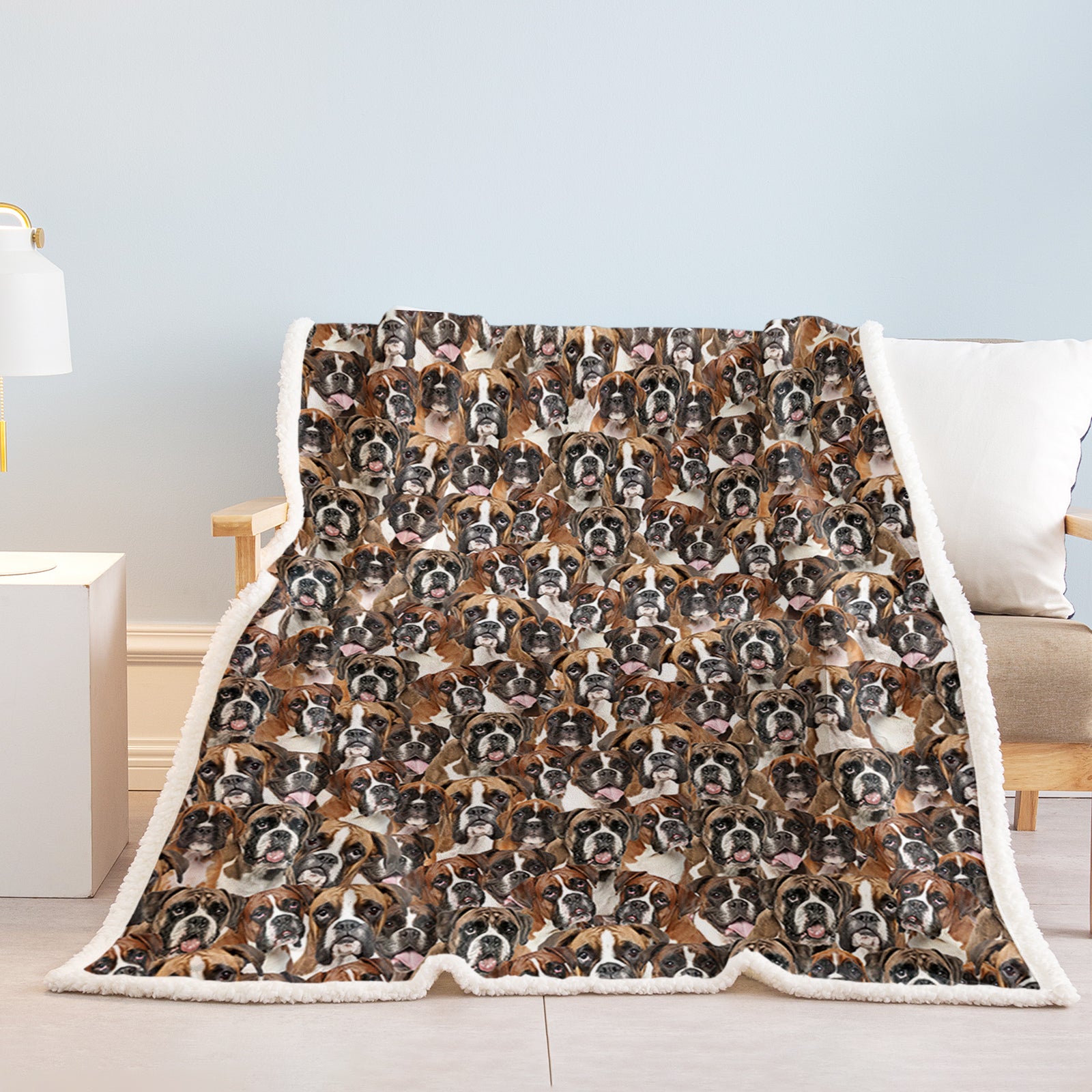 Blankets de Boxer Super Soft Fuzzy Dogs Blanket Pour Enfants Adultes Mignon Puppy Fleece Blanket Rev
