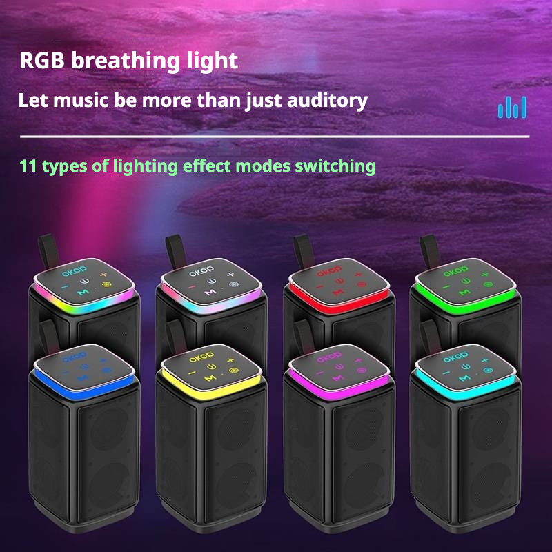 KP-562 Mini haut-parleur Bluetooth portable Subwoofer double aimant RGB éclairage sans fil carte TF