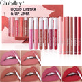 Velvet durable Matte Lip Glaze Mist Surface Crochet ligne stylo à lèvres 6plus6 ensemble combiné facile