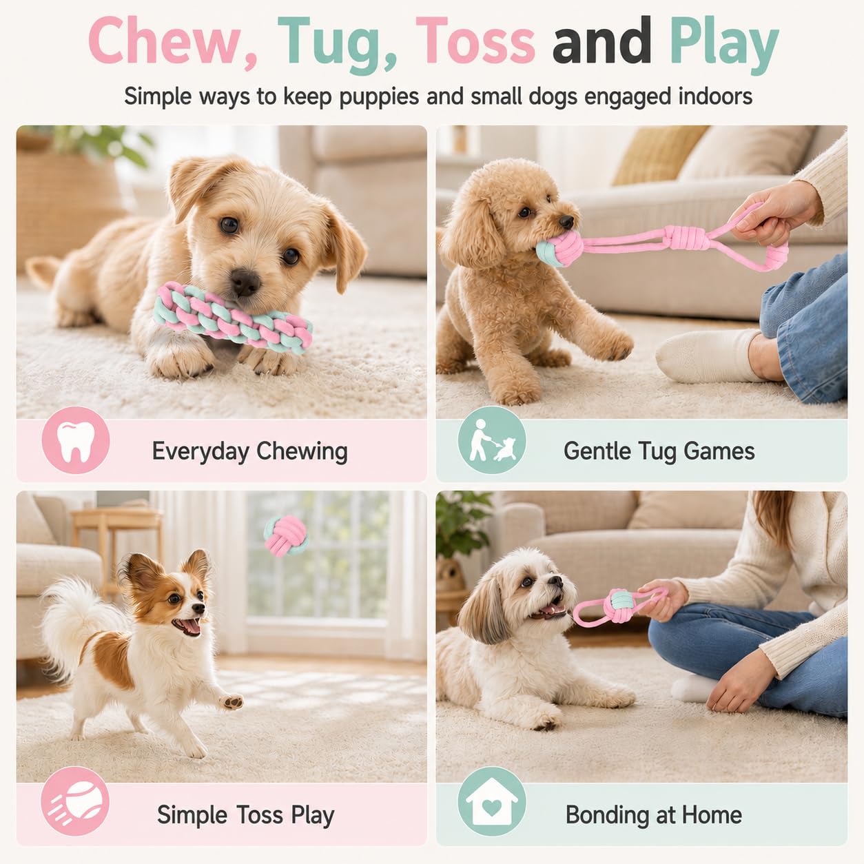 Jouets à corde pour chiens pour chiots et petits chiens