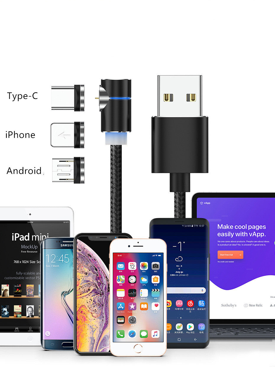 Câble magnétique LED Magnet Chargeur Câble USB & USB Type-C USB C