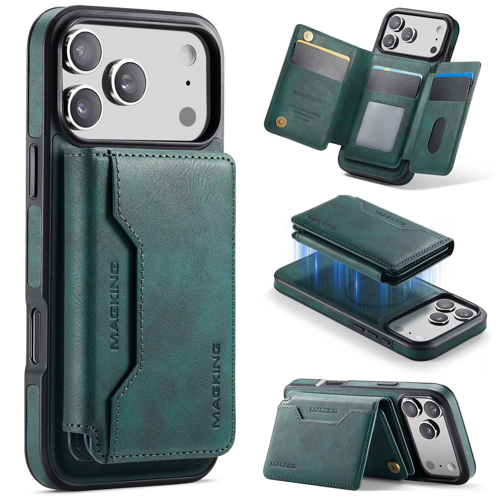 Housse de protection en cuir pour téléphone sans fil magnétique