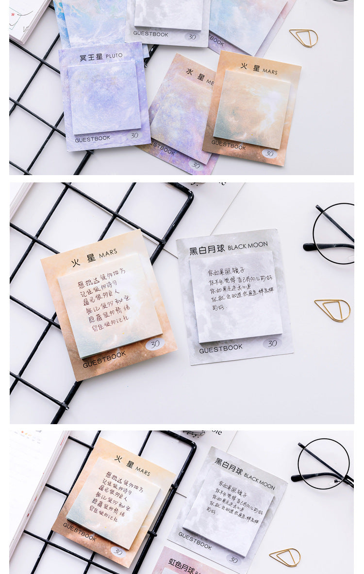 Carré Belle Planète Notes Sticky Tearable Peinture à l'huile Sticky Notepad