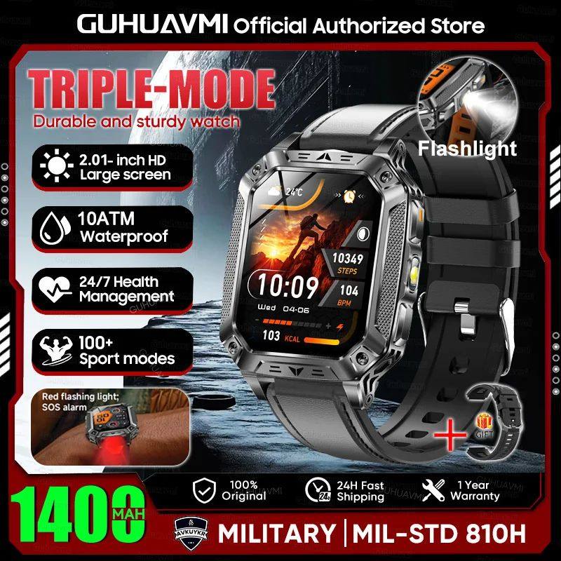 Batterie militaire 1400mAh montre intelligente avec lampe de poche LED