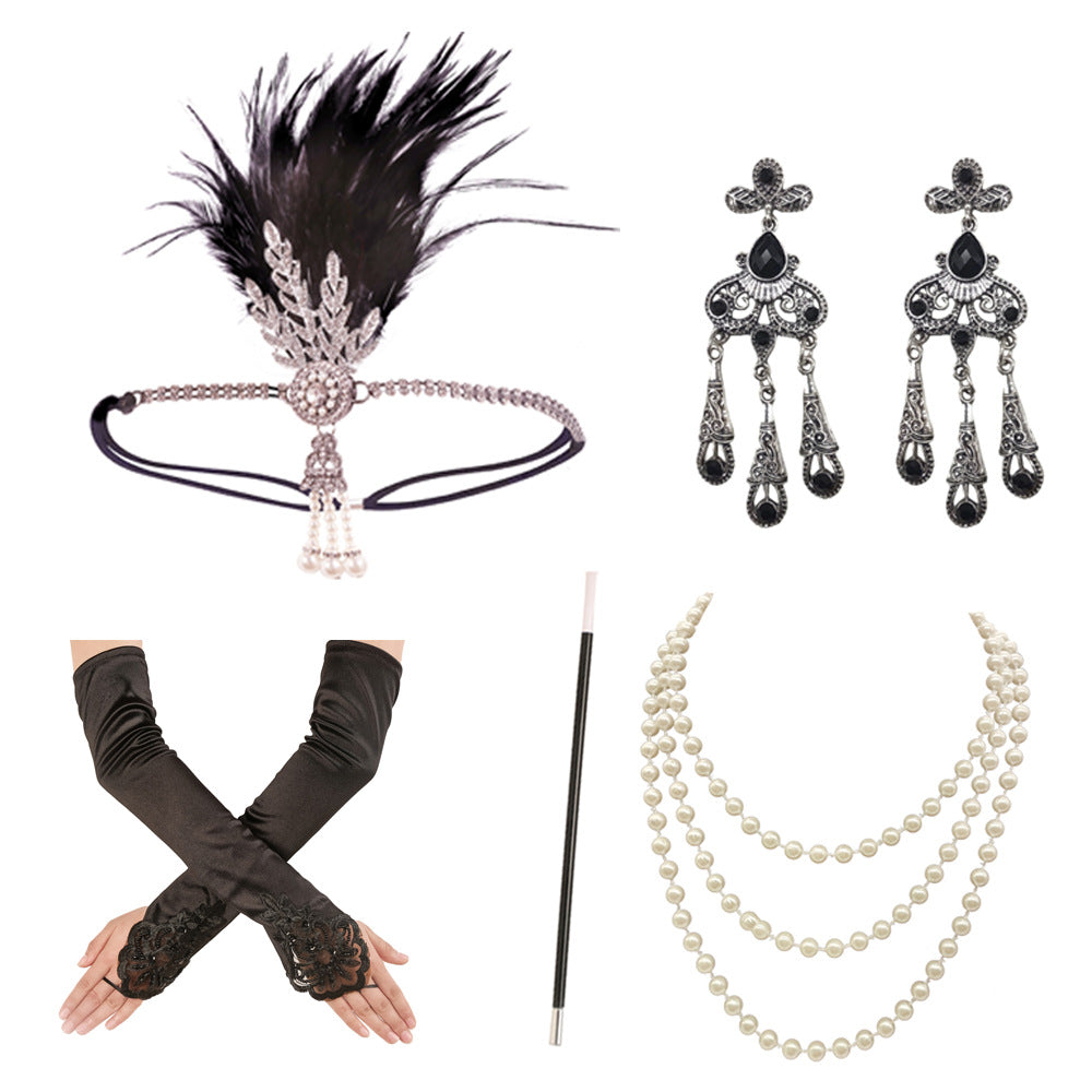Tête de plume de masquerade Vintage bande de cheveux dans le style européen et américain