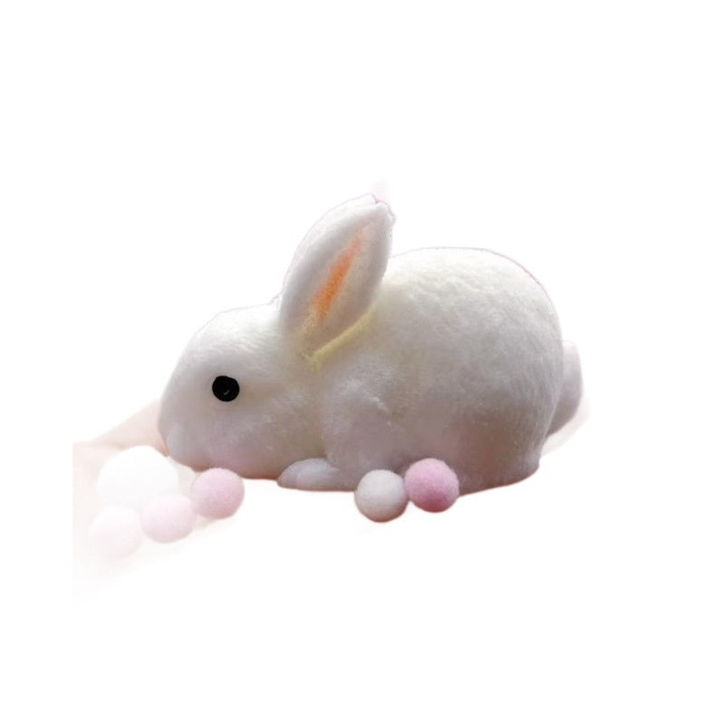 Simulation Giant White Rabbit Sof Chewy et Bouncy Fluffy White Rabbit Squeeze Toy