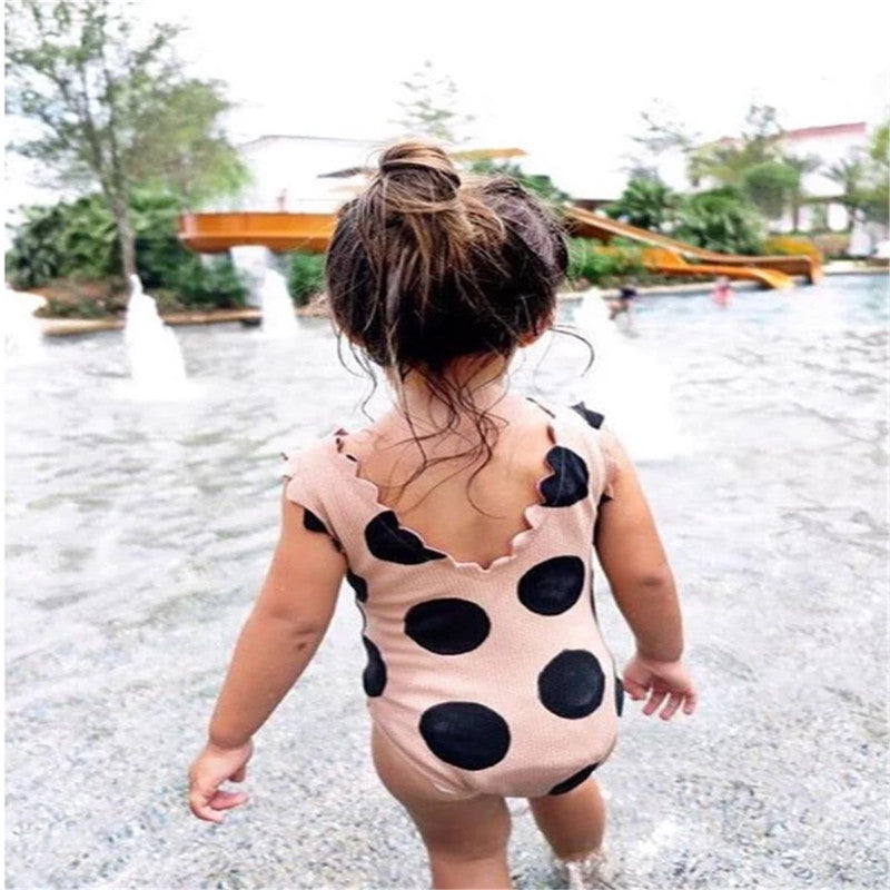 Maillot de bain simple pointillé pour filles