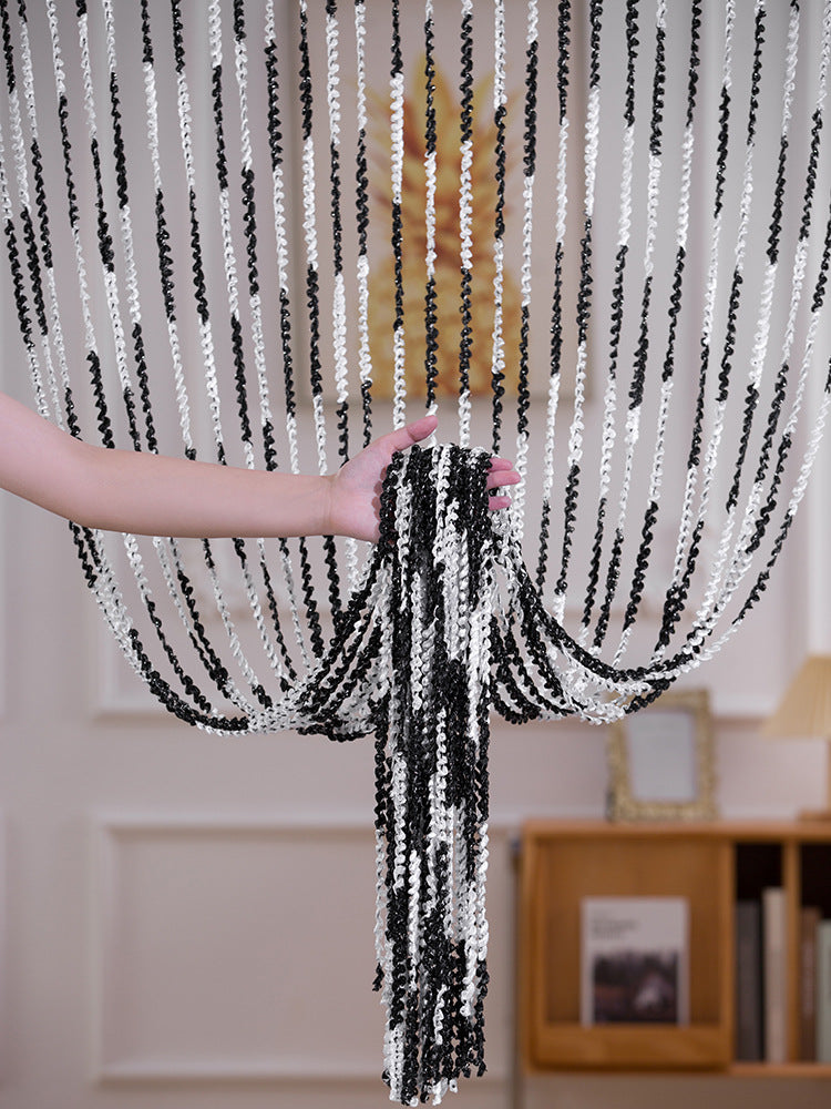 Pour le salon Partition Rideau Ligne Perle Rideau de porte Punch-free Mariage Argent Silk T