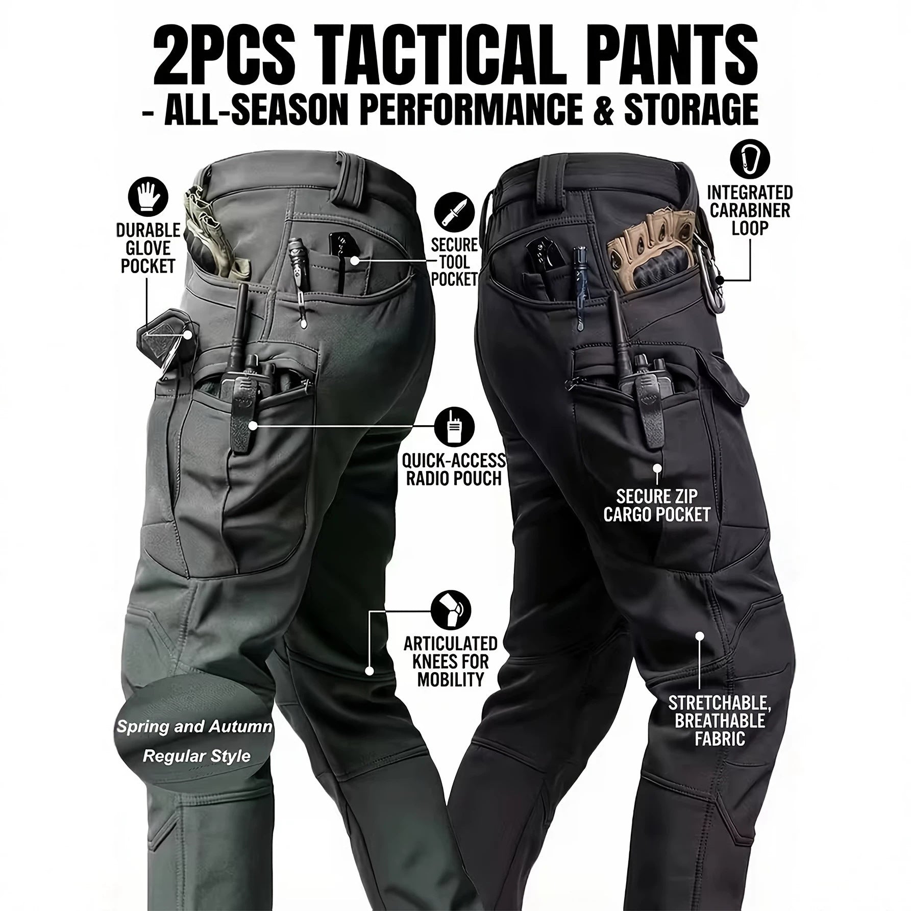 Pantalon de travail tactique résistant à l'usure extérieure pour hommes