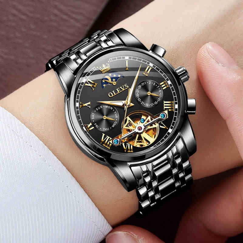 Montre mécanique entièrement automatique étanche pour hommes
