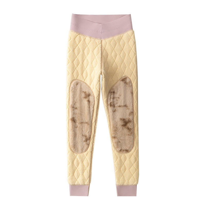 Pads de genou d'hiver Épaisseur Pantalon thermique de taille Plus