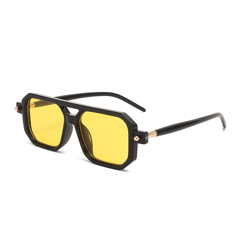 Lunettes de soleil à double pont Square-frame de style Street avec un Premium