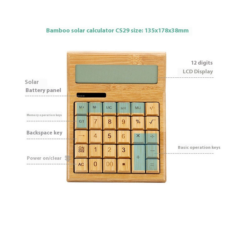 Calculatrice solaire de bambou Bureau Protection de l'environnement
