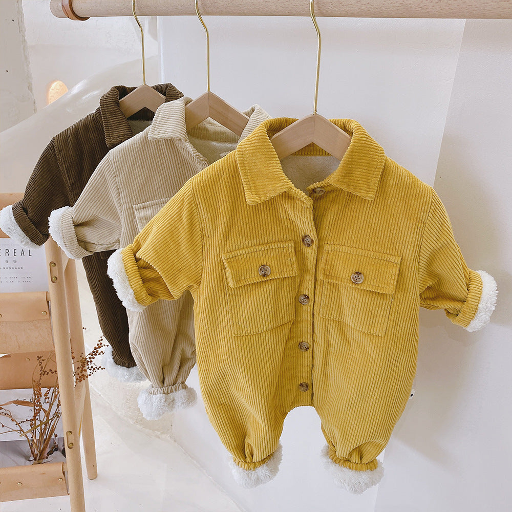 Maillot de saut en velours de bébé en coton couleur pure