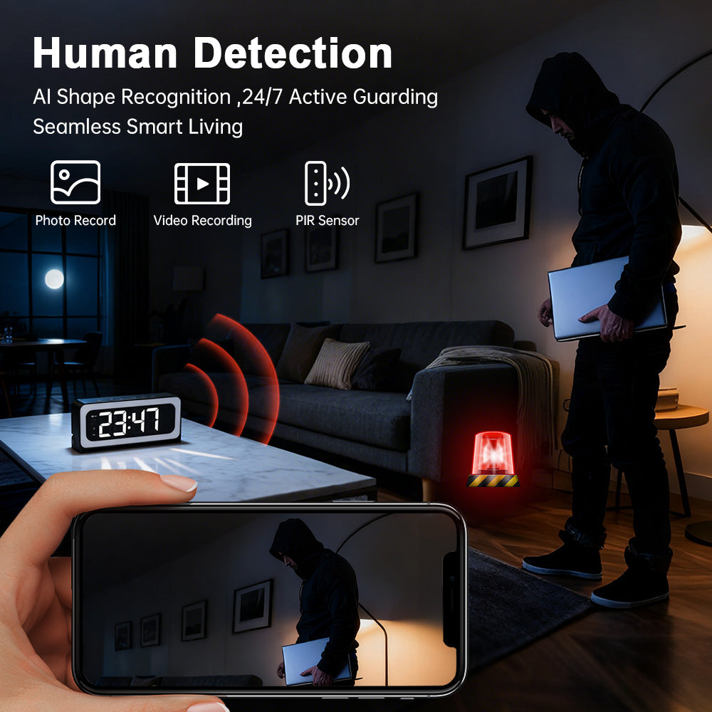 3MP noir couleur sans fil Wifi réveil caméra enregistrement vidéo