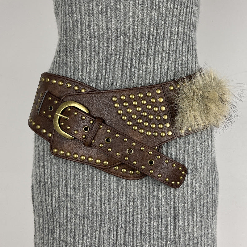 Rivet Punk large ceinture mode et polyvalent style vintage