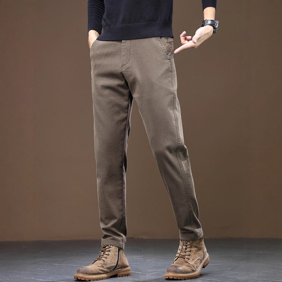 Chaolunbu hommes léger mature pantalons occasionnels droite