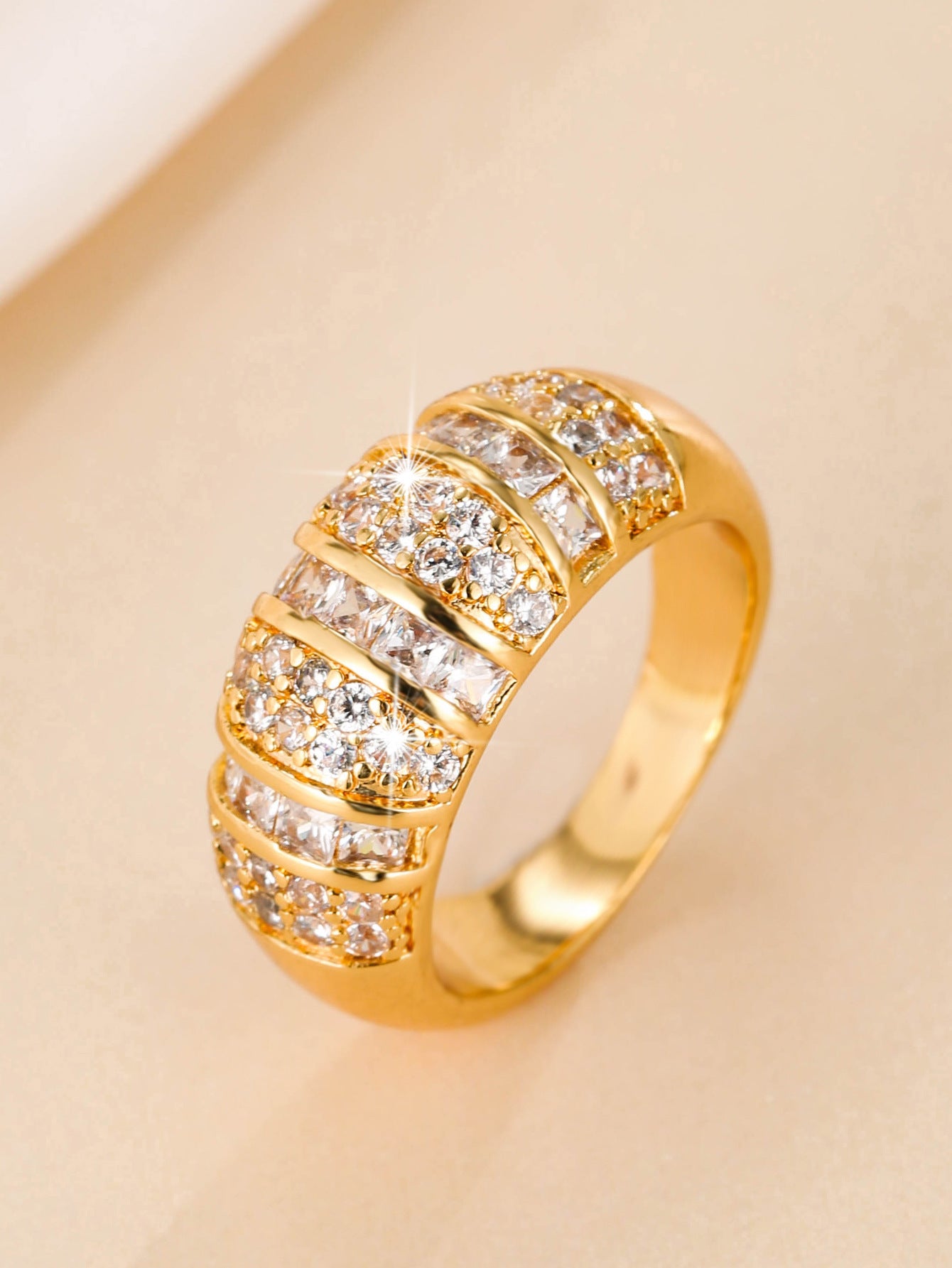Anneau Zircon incrusté de cuivre pour femmes