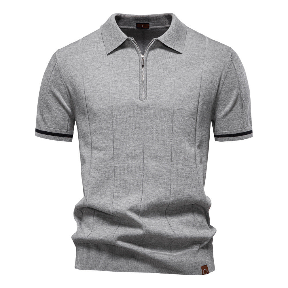 Polo tricoté casual homme avec un col tournant et manches courtes