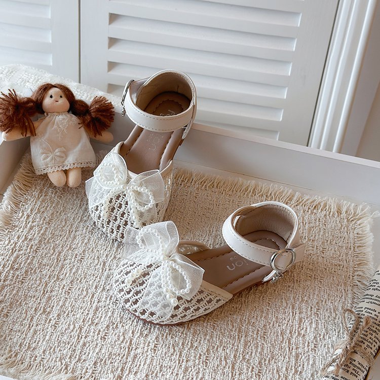 Chaussures Mesh Princesse Transparente d'été avec orteil doux et mesh Bow Sandales